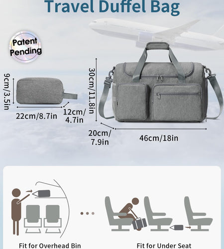 sportsnew Travel Duffel Bag 27L Gym Shoe Compartment Grey Medium Size