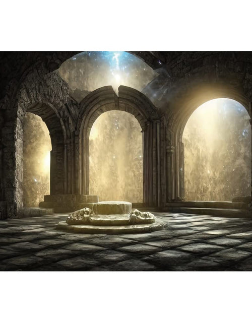 Load image into Gallery viewer, DORCEV Gothic Castle Ruins Backdrop Vintage Foggy Fantasy 12x8ft Grey Vinyl
