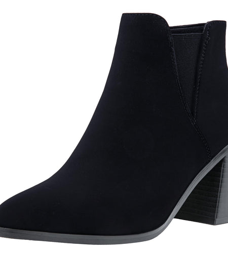 Vepose Women's Ankle Booties Pointed Toe Block Heel Blacknubuck Size 10