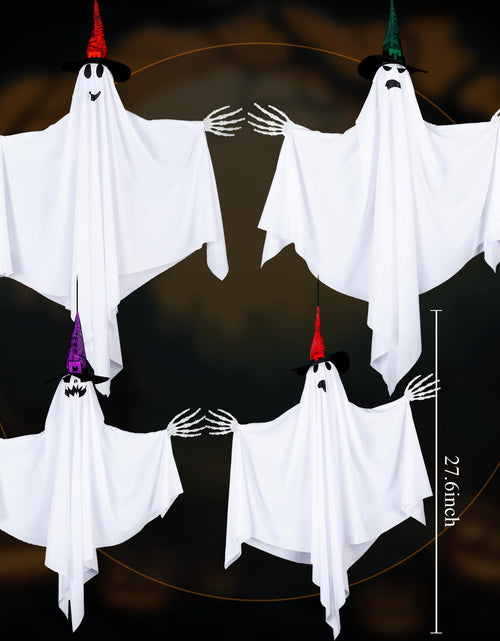 Load image into Gallery viewer, Threan 4-Piece Hanging Ghost Decorations 28-35" White Halloween Decor
