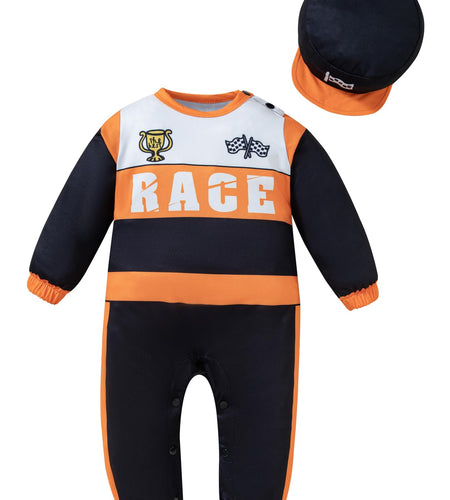 Yruiz Toddler Halloween Race Car Driver Costume Outfit Hat Orange Size 18-24M