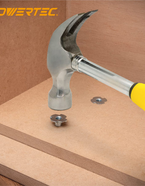 Load image into Gallery viewer, POWERTEC 1/4-20 4 Pronged T Nuts Threaded Inserts Woodworking 3/8" Length 100pcs
