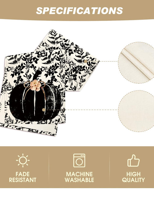 Load image into Gallery viewer, Artoid Mode Pumpkin Leaves Darkness Flower Fall Table Runner Black 13x36 Inch
