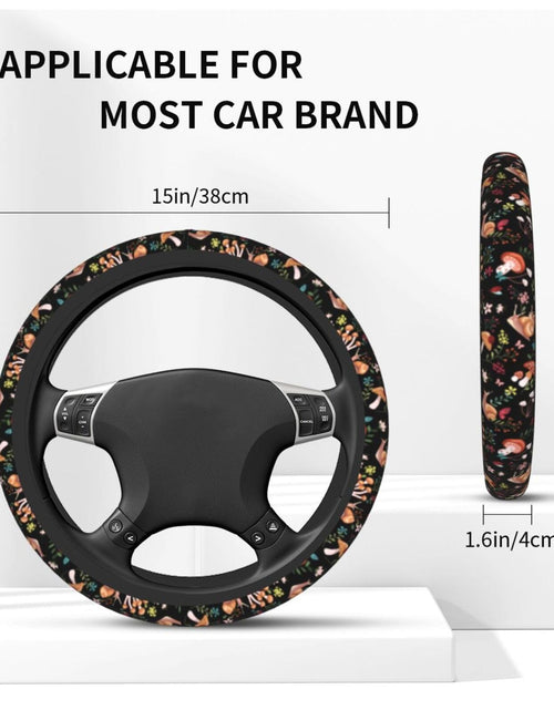Load image into Gallery viewer, MINIOZE Mushroom Vintage Steering Wheel Cover 15 Inch Neoprene Black 1pc
