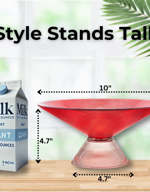 Load image into Gallery viewer, SPRINGBOW 10" Ruby Red Tempered Glass Fruit Bowl with Ripple Pedestal
