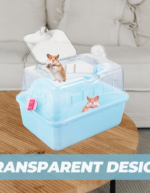 Load image into Gallery viewer, Totority Panoramic Sunroof Hamster Carrier Cage Sky-Blue Portable Plastic
