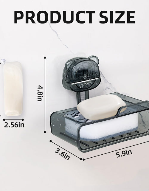 Load image into Gallery viewer, PUOPOSTY 2-Tier Soap Dish with Strong Suction Cup Black 1PCS Shower Holder
