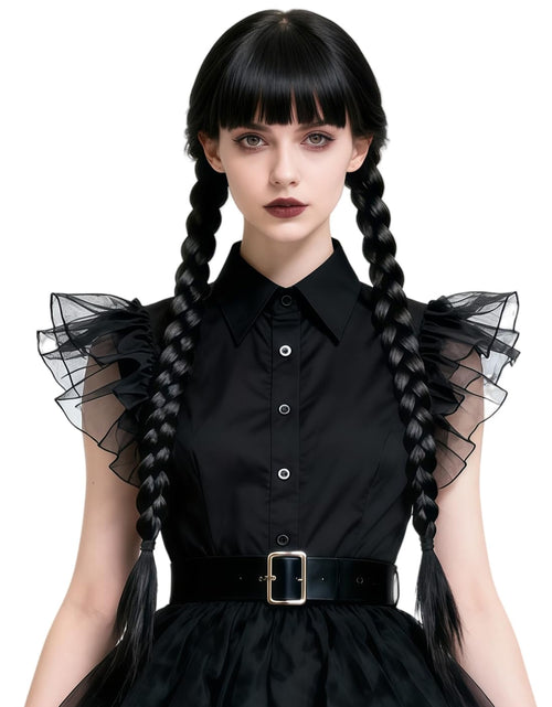 Load image into Gallery viewer, Ccfurwo Braided Black Wig Gothic Costume Women Cute Soft Black CC050BK

