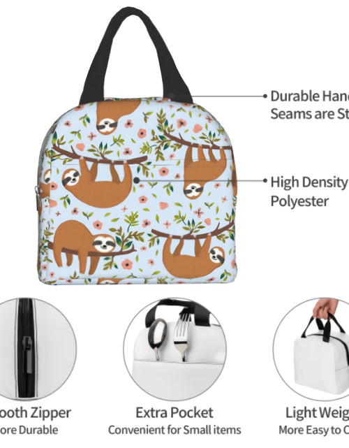 Load image into Gallery viewer, Giwawa Sloth Insulated Lunch Box 8 Capacity Blue Cartoon Animal Flower Trees
