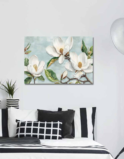 Load image into Gallery viewer, Prime Leader Vintage Framed Canvas Art White Magnolia Flower 12x18

