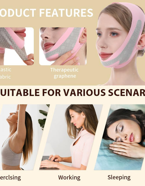 Load image into Gallery viewer, CGYISOL Graphene V Line Lifting Mask Adjustable Double Chin Reducer Pink
