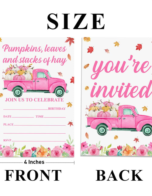 Load image into Gallery viewer, YGRBXJZD Fall Pumpkin Birthday Invitation Girl Pink Floral 4x6 20 Sets
