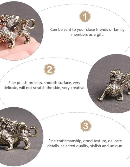Load image into Gallery viewer, FAVOMOTO Retro Car Keychain Set 4Pcs Golden Brass Feng Shui Dragon Shape
