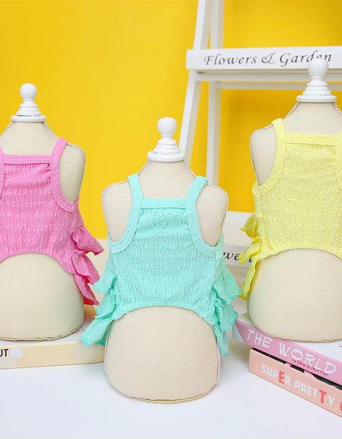 Load image into Gallery viewer, Wiz BBQT Chihuahua Yorkie Dog Dress Sleeveless Ruffles Bow Yellow Size L
