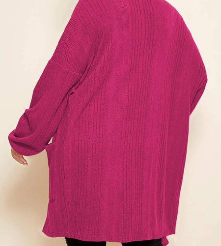 Eytino Women's Plus Size Cardigan Long Sleeve Waffle Knit Coral Paradise Size 1X