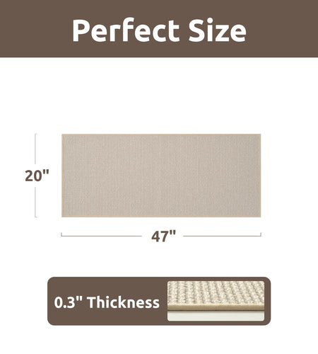 AMOAMI Kitchen Mat Rug Non Slip Machine Washable 20x47 Light Tan