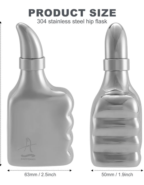 Load image into Gallery viewer, DAOYIDANYI 6oz Stainless Steel Hip Flask Whiskey Thumbs-up Silver
