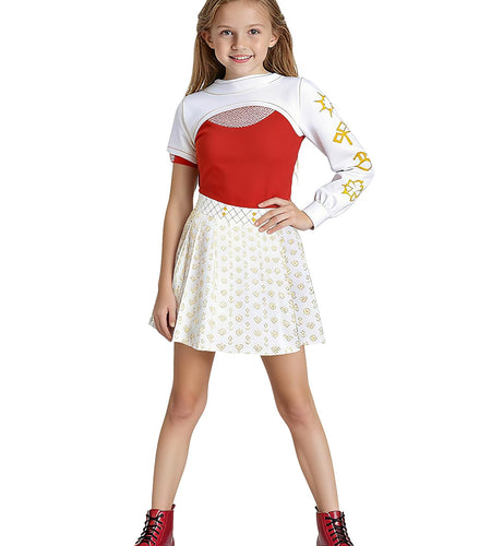 ACLGCSU Girls Zombie Cheerleader Costume 3PCS White Skirt Size 5-6 Years