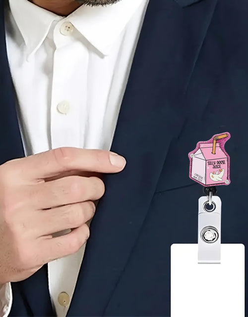 Load image into Gallery viewer, CHAONENG Funny Pink Silly Goose Badge Reel Retractable Clip Medical Nurse ID

