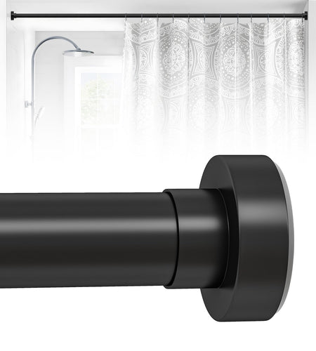 HTZON Adjustable Tension Shower Curtain Rod 34-43in Black Heavy Duty Iron