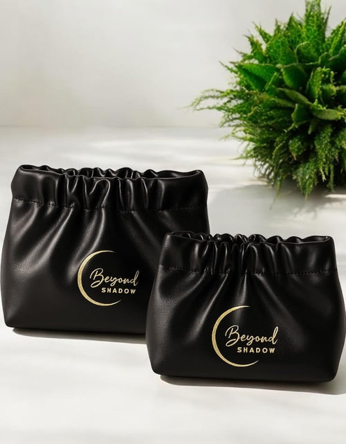 Load image into Gallery viewer, Beyond Shadow Brand Wrinkled 2-Pouch Travel Makeup Bag Black Small &amp; Medium
