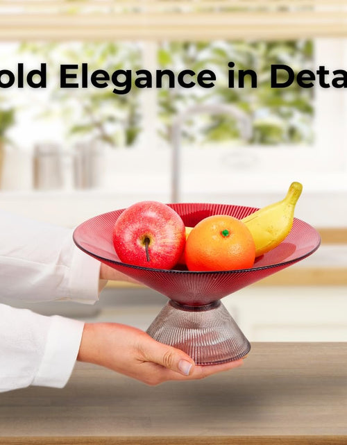 Load image into Gallery viewer, SPRINGBOW 10" Ruby Red Tempered Glass Fruit Bowl with Ripple Pedestal
