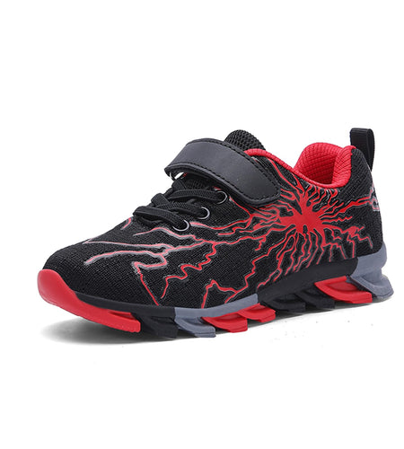 Sypsfwco Kids Running Sneakers Mesh Athletic Rubber Sole Black-Red Size 3.5 US