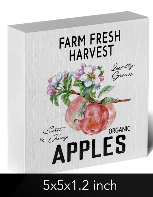 Load image into Gallery viewer, ENGVZ Apple Decor Wooden Box Sign Rustic Farmhouse Kitchen Bathroom 1x4x6in
