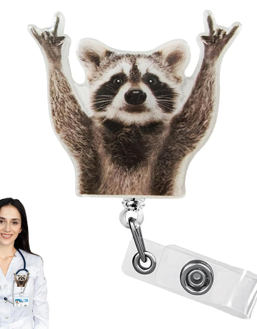 Load image into Gallery viewer, Generic Funny Raccoon Retractable Acrylic Alligator Badge Reel Clip

