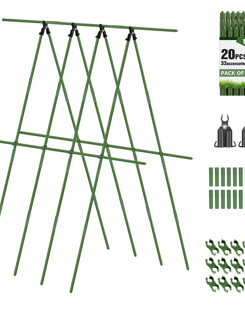 Load image into Gallery viewer, Joyhalo 20 Pack 17in Modular Garden Trellis Kit Green for Tomatoes Grapes
