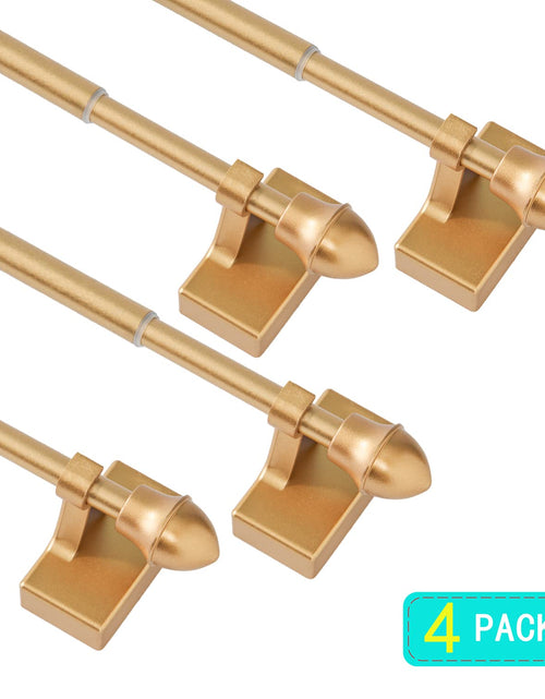 Load image into Gallery viewer, LaigenGanzi Magnetic Curtain Rods Adjustable 9-16in Gold 4 Pack
