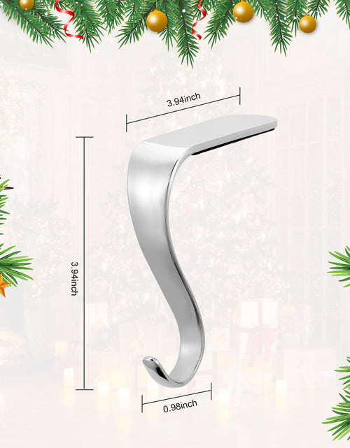 Load image into Gallery viewer, Minetom Christmas Stocking Holders Set of 6 Metal Mantle Hooks Silver
