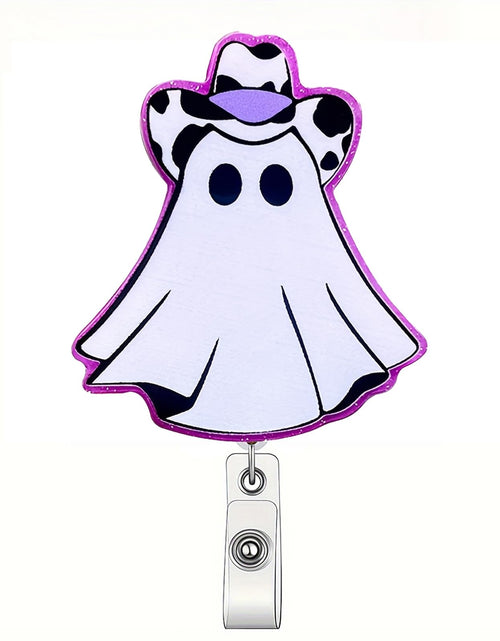 Load image into Gallery viewer, CHAONENG Funny Purple Ghost Nurse Badge Reel Retractable Clip Acrylic ID Holder
