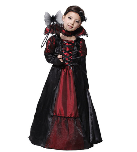DNQCOS Girls Gothic Vampire Vampiress Dress Costume Black Size 4-6 Years