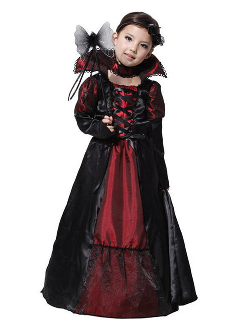 Load image into Gallery viewer, DNQCOS Girls Gothic Vampire Vampiress Dress Costume Black Size 4-6 Years

