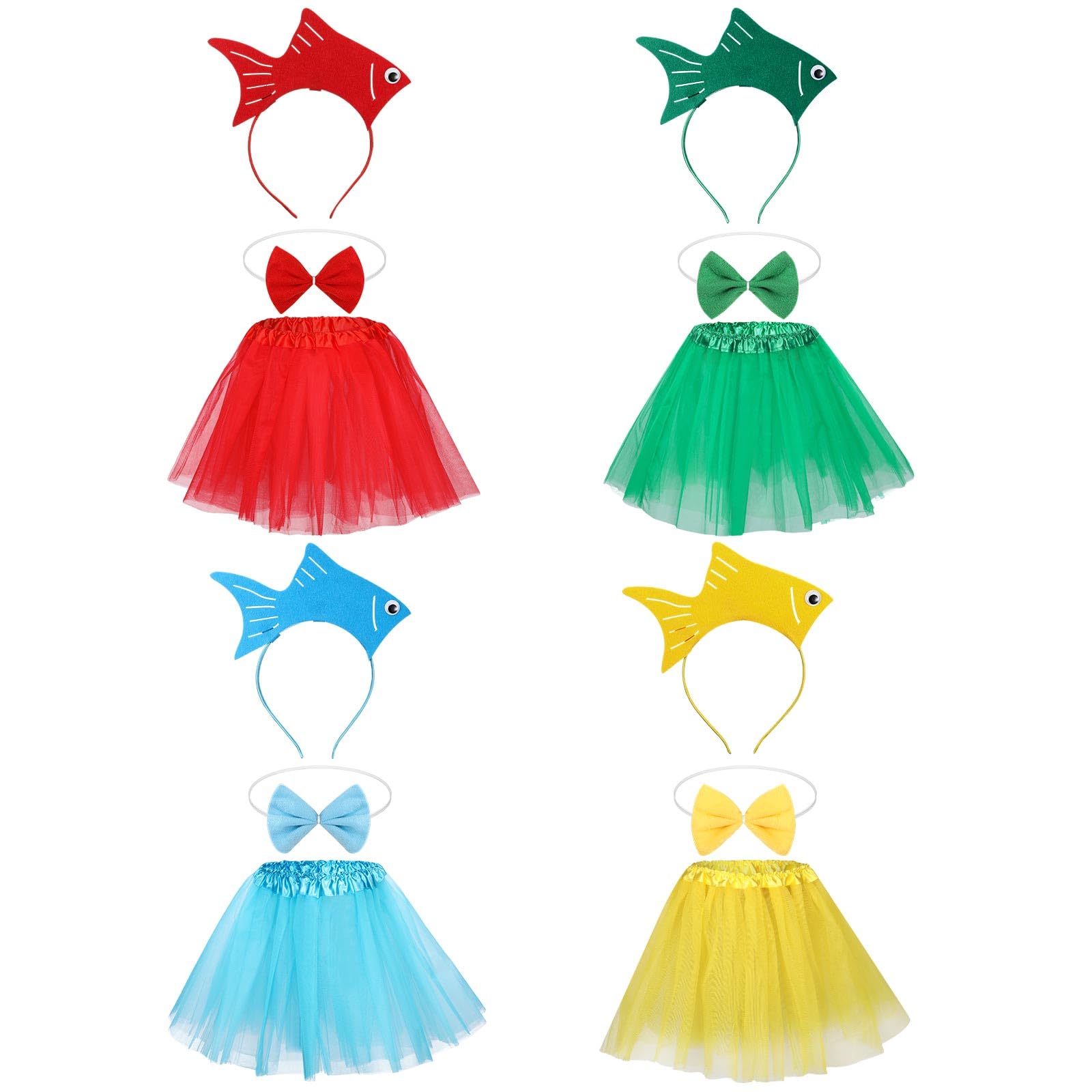 Shyyween 12 Pcs Halloween Sea Fish Costume Headband Tutu Bow Tie Size One Size