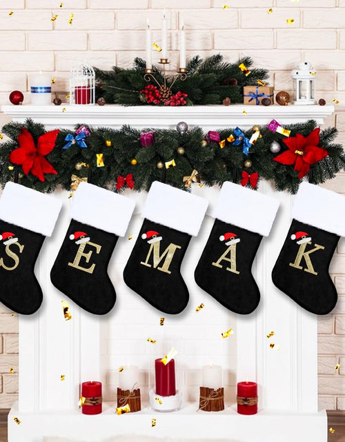 Load image into Gallery viewer, OLIKER 20in Monogram Christmas Stockings Red Velvet White Plush Cuffs Size M
