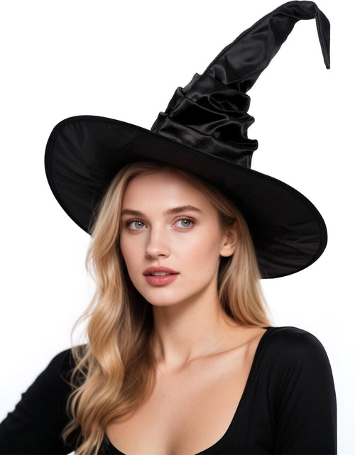 Load image into Gallery viewer, Leuceiy Halloween Witch Hat Black Polyester One Size Women Costume Accessory
