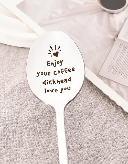 Load image into Gallery viewer, MXXGMYJ Funny Coffee Spoon I Love You Gift Silver for Men Couples Xmas

