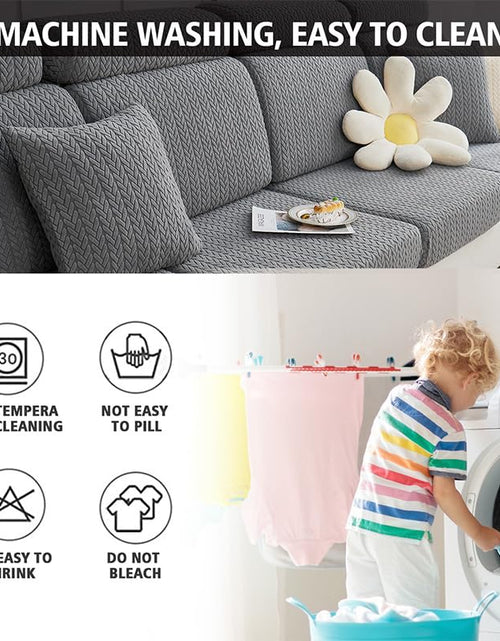 Load image into Gallery viewer, Disayu Sofa Couch Cover Stretch Washable Slipcover Beige Large Double Seat
