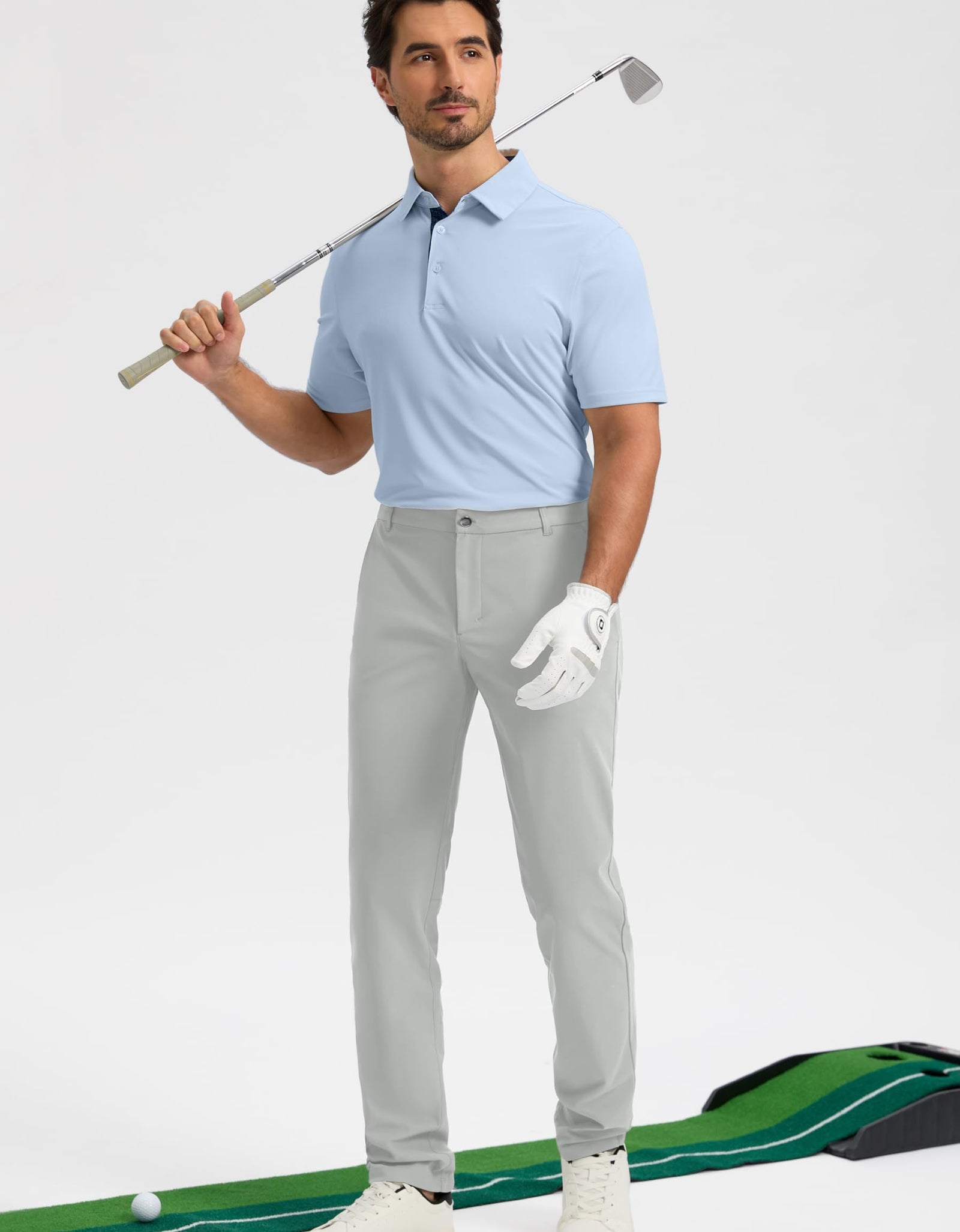 Obla Men's Slim Fit Golf Pants Silver Grey 33W 32L