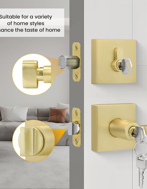 Load image into Gallery viewer, Goldenwarm Gold Dummy Door Handles Brushed Brass Levers 3 Pack
