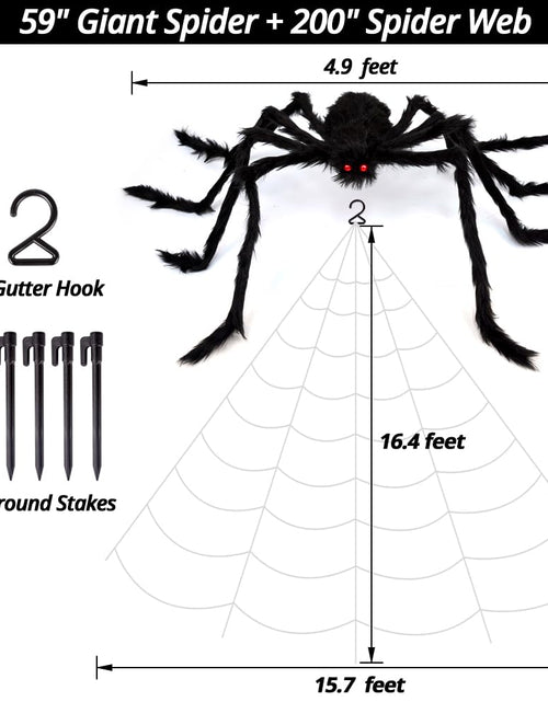 Load image into Gallery viewer, OCATO 200" Halloween Spider Web + 59" Giant Spider Decorations Black
