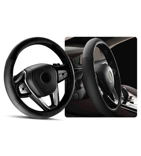 Ziciner Steering Wheel Cover Soft Leather Durable Universal 14.5-15in Gray