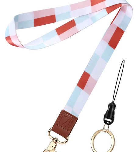 YAVVOZH Soft Plaid Key Lanyard for Women Neck Id Badge Orange Size Average