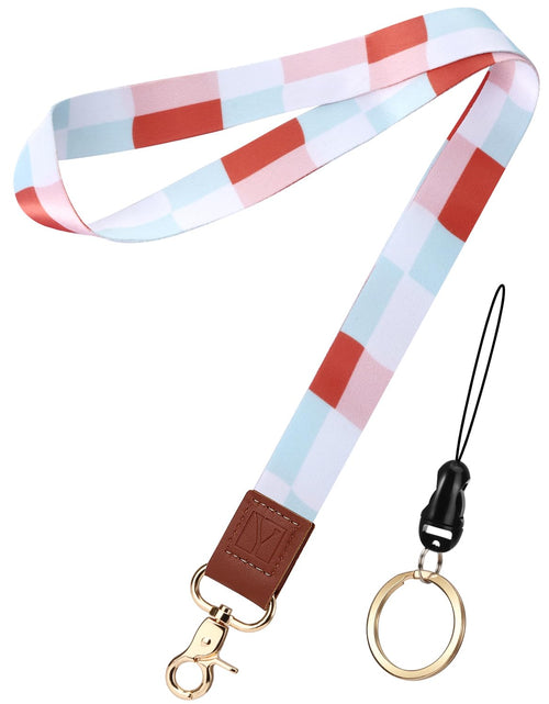 Load image into Gallery viewer, YAVVOZH Soft Plaid Key Lanyard for Women Neck Id Badge Orange Size Average
