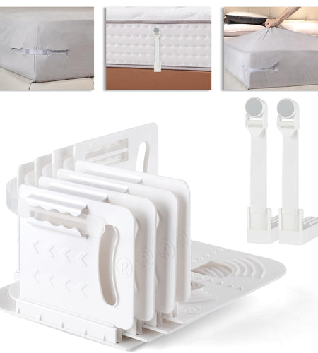 Moskiboly Upgraded Lock Bed Sheet Holders with Center Clips White Standard