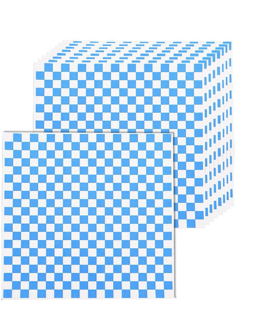 Load image into Gallery viewer, GotGala Oktoberfest Deli Sandwich Paper Blue White Checkered 100 Pcs
