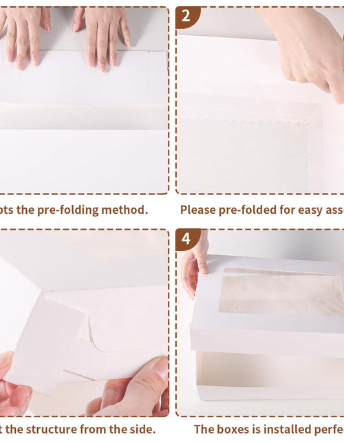 Load image into Gallery viewer, JCD 12pcs Cake Boxes 14x10x4in White Bakery Window Quarter Sheet
