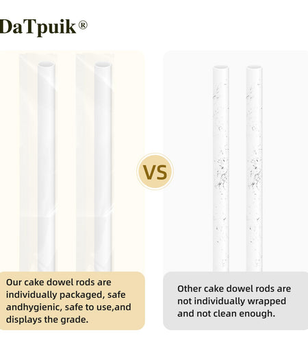 DaTpuik 100PCS 9.5" White Plastic Cake Dowels 0.4" Diameter
